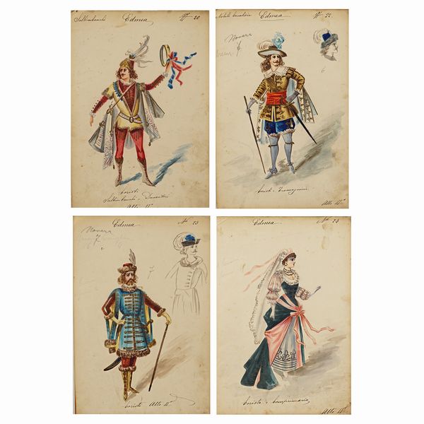 Figurini per 'Edmea  - Asta Bozzetti e Figurini Web Only - Associazione Nazionale - Case d'Asta italiane