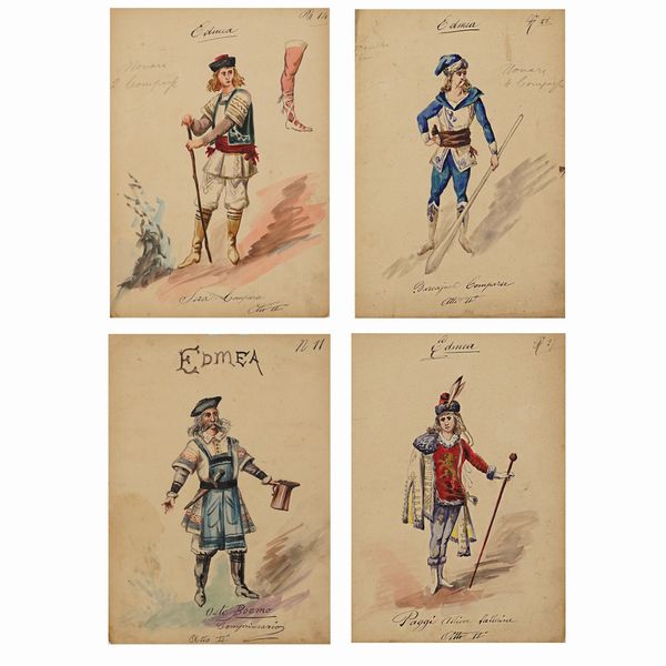 Figurini per 'Edmea  - Asta Bozzetti e Figurini Web Only - Associazione Nazionale - Case d'Asta italiane