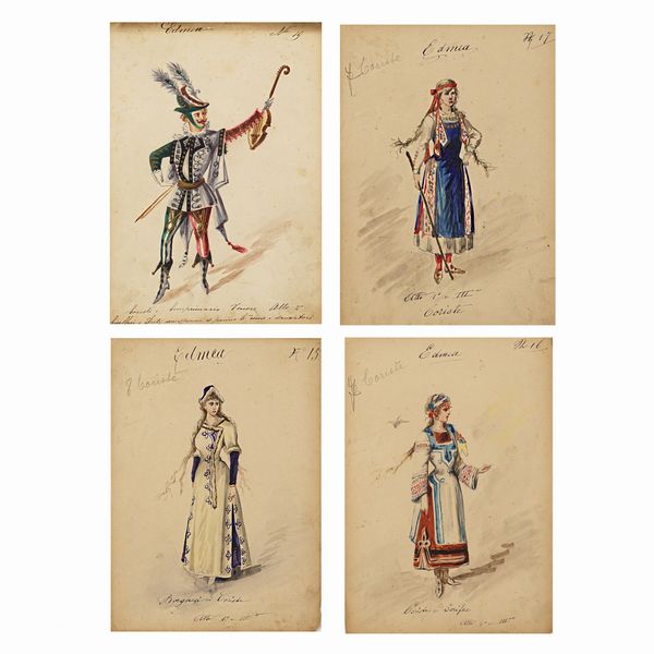 Figurini per 'Edmea  - Asta Bozzetti e Figurini Web Only - Associazione Nazionale - Case d'Asta italiane