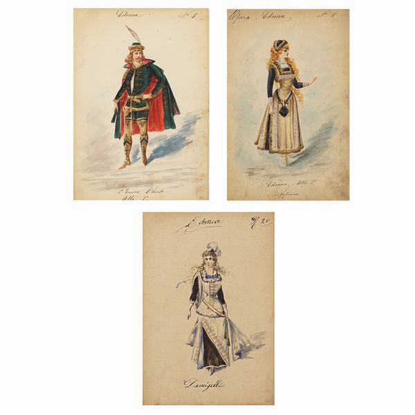 Figurini per 'Edmea  - Asta Bozzetti e Figurini Web Only - Associazione Nazionale - Case d'Asta italiane