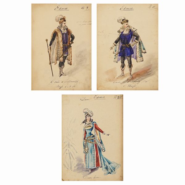 Figurini per 'Edmea  - Asta Bozzetti e Figurini Web Only - Associazione Nazionale - Case d'Asta italiane