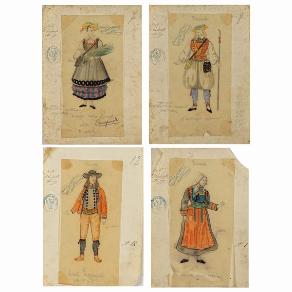 Figurini per Dinorah  - Asta Bozzetti e Figurini Web Only - Associazione Nazionale - Case d'Asta italiane