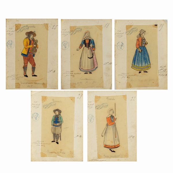 Figurini per Dinorah  - Asta Bozzetti e Figurini Web Only - Associazione Nazionale - Case d'Asta italiane