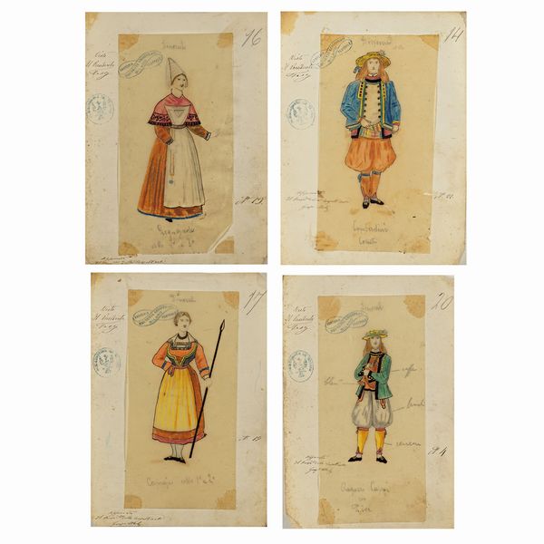 Figurini per Dinorah  - Asta Bozzetti e Figurini Web Only - Associazione Nazionale - Case d'Asta italiane