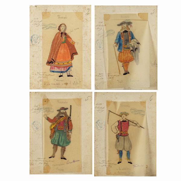 Figurini per Dinorah  - Asta Bozzetti e Figurini Web Only - Associazione Nazionale - Case d'Asta italiane