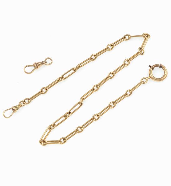 Catena da orologio e moschettone  - Asta Gioielli - Associazione Nazionale - Case d'Asta italiane