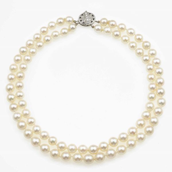 Collana composto da due fili di perle Akoya  - Asta Gioielli - Associazione Nazionale - Case d'Asta italiane