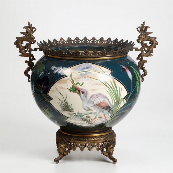 Cachepot<BR>Probabilmente Francia, inizio del XX secolo  - Asta Maioliche, Porcellane e Vetri - Associazione Nazionale - Case d'Asta italiane