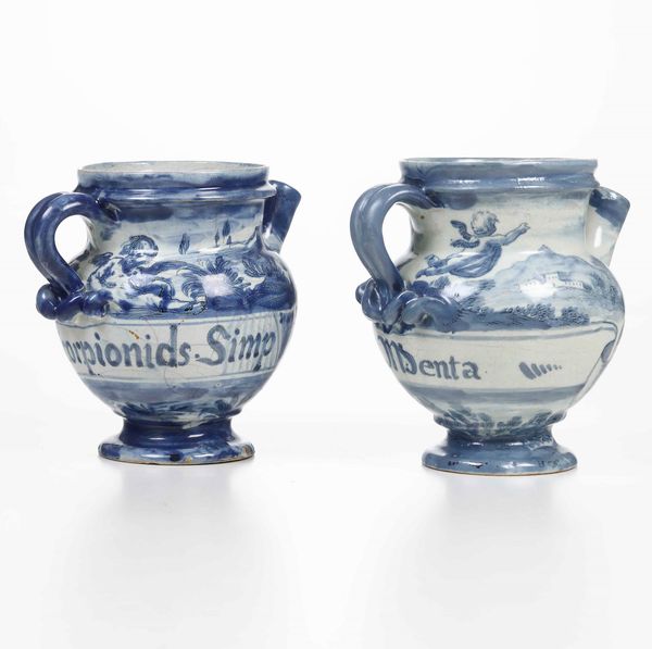 Due boccali<BR>Liguria, XVIII secolo  - Asta Maioliche, Porcellane e Vetri - Associazione Nazionale - Case d'Asta italiane