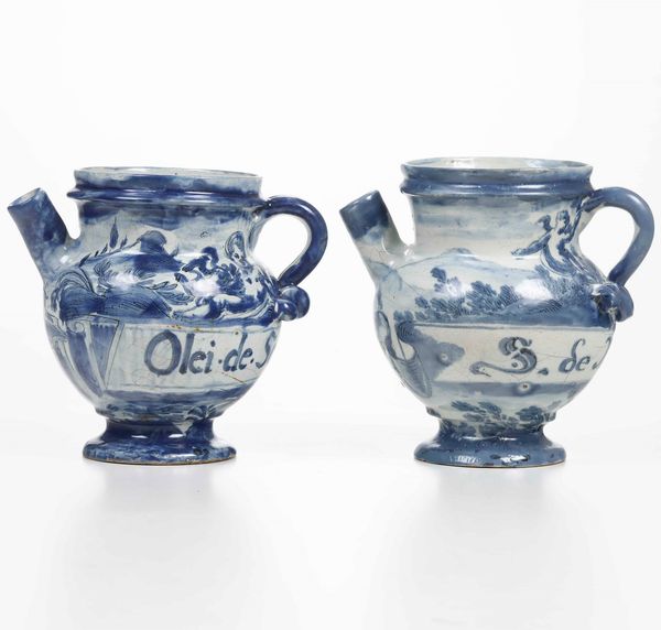 Due boccali<BR>Liguria, XVIII secolo  - Asta Maioliche, Porcellane e Vetri - Associazione Nazionale - Case d'Asta italiane