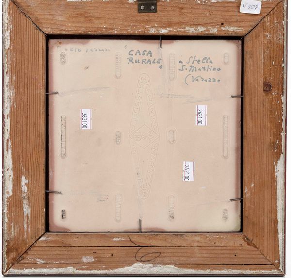 Mattonella Casa Rurale a Stella San Martino (Varazze) <BR>Berto Ferrari (1887-1965)  - Asta Maioliche, Porcellane e Vetri - Associazione Nazionale - Case d'Asta italiane