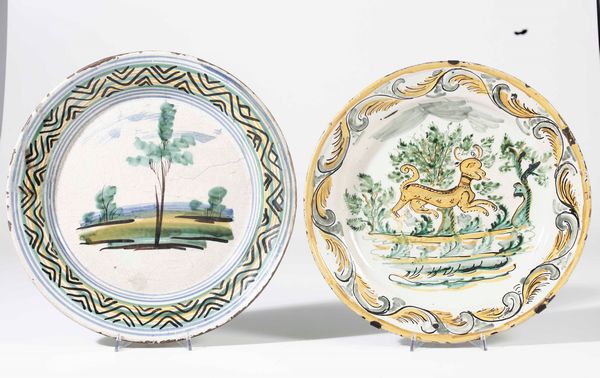 Grande piatto Cerreto Sannita (Benevento), fine del XVIII-inizio del XIX secolo  - Asta Maioliche, Porcellane e Vetri - Associazione Nazionale - Case d'Asta italiane