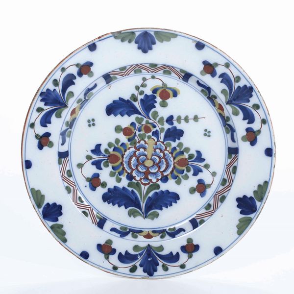 Piatto <BR>Olanda o Inghilterra, XVIII secolo<BR>  - Asta Maioliche, Porcellane e Vetri - Associazione Nazionale - Case d'Asta italiane