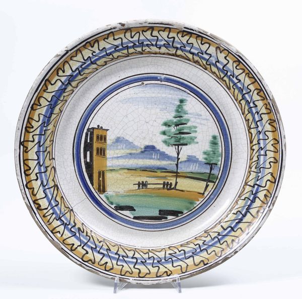 Grande piatto<BR>Vietri sul Mare (Salerno), fine del XIX - inizio del XX secolo  - Asta Maioliche, Porcellane e Vetri - Associazione Nazionale - Case d'Asta italiane