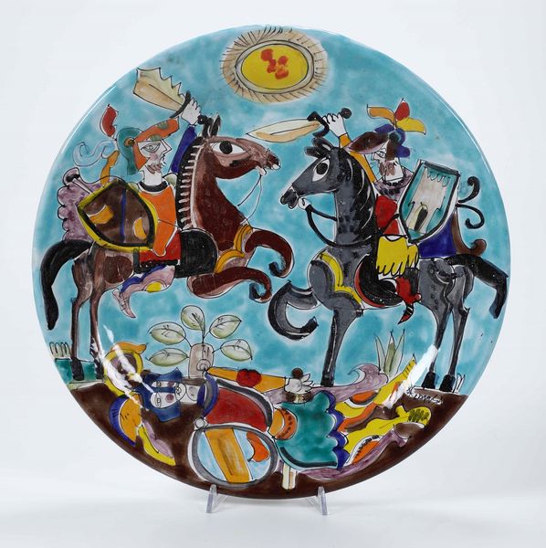 Dodici piatti<BR>Palermo, Manifattura La Musa, seconda met del XX secolo  - Asta Maioliche, Porcellane e Vetri - Associazione Nazionale - Case d'Asta italiane