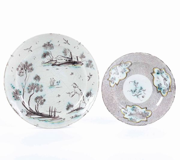 Due piatti<BR>Albisola e Savona, XVIII secolo  - Asta Maioliche, Porcellane e Vetri - Associazione Nazionale - Case d'Asta italiane