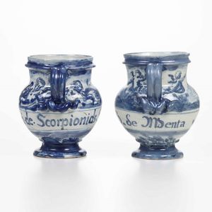 Due boccali<BR>Liguria, XVIII secolo  - Asta Maioliche, Porcellane e Vetri - Associazione Nazionale - Case d'Asta italiane