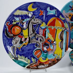 Dodici piatti<BR>Palermo, Manifattura La Musa, seconda met del XX secolo  - Asta Maioliche, Porcellane e Vetri - Associazione Nazionale - Case d'Asta italiane