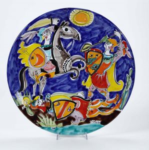 Dodici piatti<BR>Palermo, Manifattura La Musa, seconda met del XX secolo  - Asta Maioliche, Porcellane e Vetri - Associazione Nazionale - Case d'Asta italiane