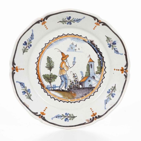 Piatto <BR>Francia, Manifattura di Nevers, XVIII secolo  - Asta Bacili da barbiere, bacinelle e fioriere in maiolica francese da collezione - Associazione Nazionale - Case d'Asta italiane
