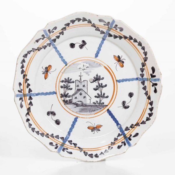 Piatto <BR>Francia, Nevers,  fine del XVIII secolo  - Asta Bacili da barbiere, bacinelle e fioriere in maiolica francese da collezione - Associazione Nazionale - Case d'Asta italiane