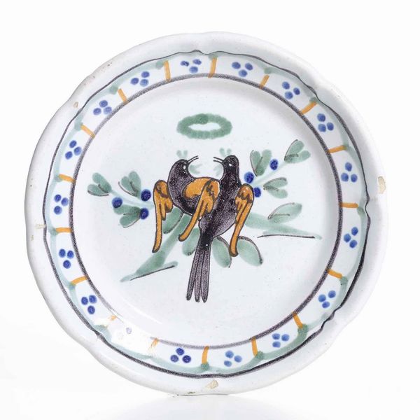 Piatto matrimoniale<BR>Francia centrale, prima met del XIX secolo  - Asta Bacili da barbiere, bacinelle e fioriere in maiolica francese da collezione - Associazione Nazionale - Case d'Asta italiane