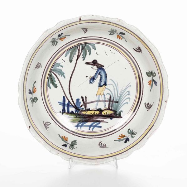 Bacinella<BR>Francia, Manifattura di Nevers o Ancy Le Franc, seconda met XVIII secolo  - Asta Bacili da barbiere, bacinelle e fioriere in maiolica francese da collezione - Associazione Nazionale - Case d'Asta italiane