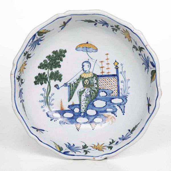 Bacinella <BR>Francia, La Rochelle, XIX secolo  - Asta Bacili da barbiere, bacinelle e fioriere in maiolica francese da collezione - Associazione Nazionale - Case d'Asta italiane