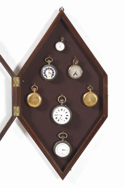 Collezione di sette orologi da tasca in teca  - Asta Antiquariato Settembre - Associazione Nazionale - Case d'Asta italiane