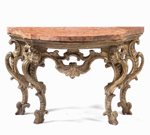 Consolle in legno intagliato e dorato. Italia centrale, XVIII secolo  - Asta Antiquariato Settembre - Associazione Nazionale - Case d'Asta italiane