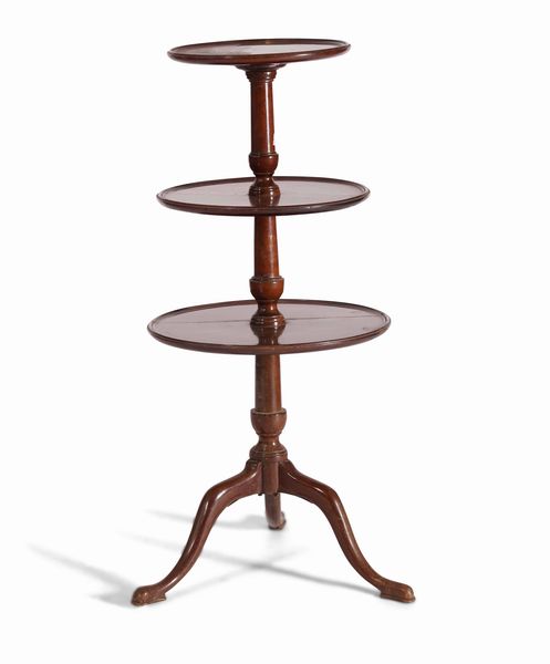 Gueridon in mogano a tre ripiani  - Asta Antiquariato Settembre - Associazione Nazionale - Case d'Asta italiane