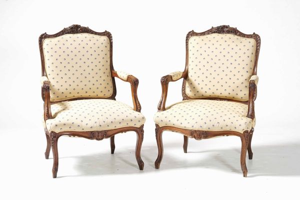 Coppia di poltrone in legno intagliato, Francia XIX secolo  - Asta Antiquariato Settembre - Associazione Nazionale - Case d'Asta italiane
