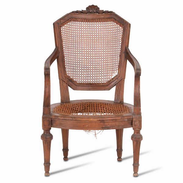 Poltrona Luigi XVI con schienale a scudo  - Asta Antiquariato Settembre - Associazione Nazionale - Case d'Asta italiane