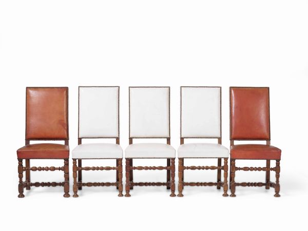 Dieci sedie a rocchetto in noce. Piemonte, XVII-XVIII secolo  - Asta Antiquariato Settembre - Associazione Nazionale - Case d'Asta italiane