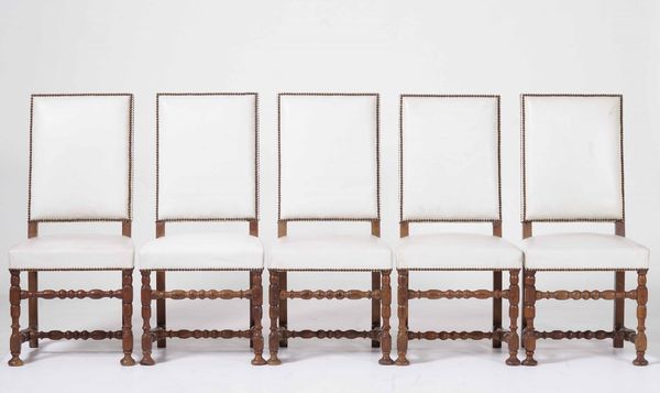 Dieci sedie a rocchetto in noce. Piemonte, XVII-XVIII secolo  - Asta Antiquariato Settembre - Associazione Nazionale - Case d'Asta italiane