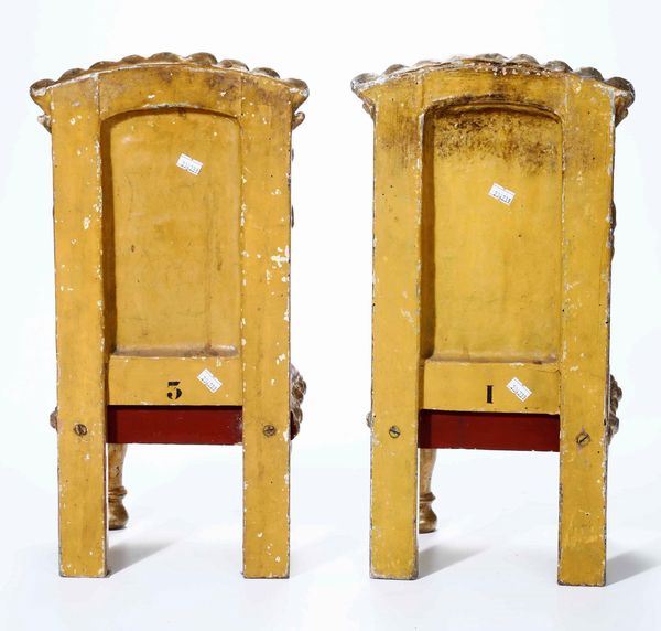 Coppia di modellini di poltroncine in legno intagliato e dorato, XVIII secolo  - Asta Antiquariato Settembre - Associazione Nazionale - Case d'Asta italiane