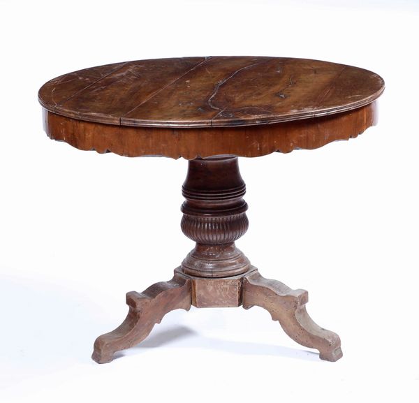 Tavolo con piano circolare in legno, XIX secolo  - Asta Antiquariato Settembre - Associazione Nazionale - Case d'Asta italiane