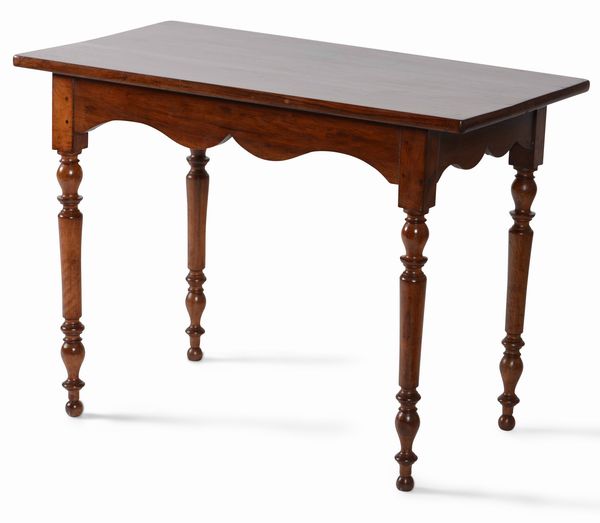 Tavolino in legno con gambe a rocchetto, XIX secolo  - Asta Antiquariato Settembre - Associazione Nazionale - Case d'Asta italiane