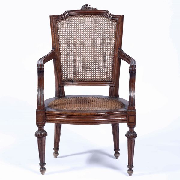 Poltroncina Luigi XVI, seduta e schienale in paglia di Vienna  - Asta Antiquariato Settembre - Associazione Nazionale - Case d'Asta italiane