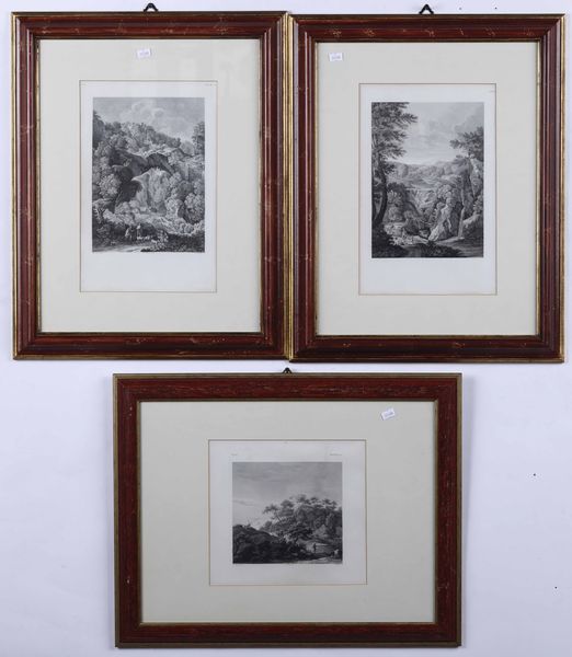 Tre stampe raffiguranti paesaggi campestri, XIX secolo  - Asta Antiquariato Settembre - Associazione Nazionale - Case d'Asta italiane