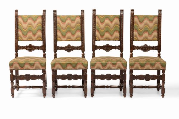 Gruppo di otto sedie a rocchetto in stile  - Asta Antiquariato Settembre - Associazione Nazionale - Case d'Asta italiane
