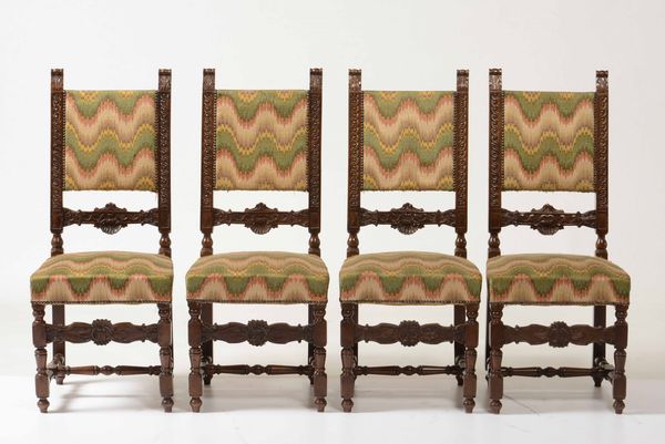 Gruppo di otto sedie a rocchetto in stile  - Asta Antiquariato Settembre - Associazione Nazionale - Case d'Asta italiane