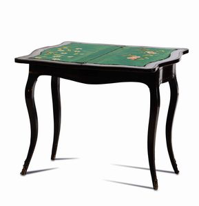 Tavolino in legno ebanizzato con piano a libro  - Asta Antiquariato Settembre - Associazione Nazionale - Case d'Asta italiane