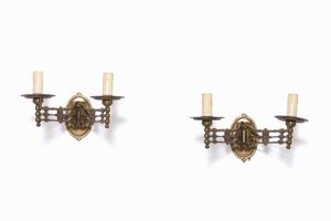 Coppia applique in metallo dorato  - Asta Antiquariato Settembre - Associazione Nazionale - Case d'Asta italiane