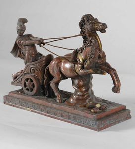 Scultura di biga trainata da cavalli in metallo, XIX-XX secolo  - Asta Antiquariato Settembre - Associazione Nazionale - Case d'Asta italiane