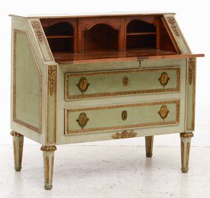 Cassettone a ribalta in legno laccato, Torino XVIII-XIX secolo  - Asta Antiquariato Settembre - Associazione Nazionale - Case d'Asta italiane