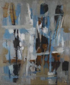 Ajmone Giuseppe : Azzurri e bianchi, 1957  - Asta Arte Moderna e Contemporanea - Associazione Nazionale - Case d'Asta italiane