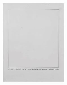 Isgro Emilio : Lettera Q tratta dalla Aesthetik di Georg Wilhelm Hegel,1972  - Asta Arte Moderna e Contemporanea - Associazione Nazionale - Case d'Asta italiane