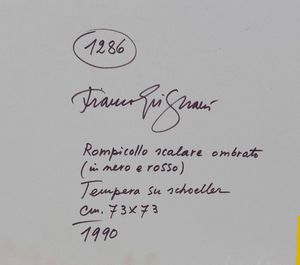 Grignani Franco : Rompicollo scalare ombrato (in nero e rosso), 1990  - Asta Arte Moderna e Contemporanea - Associazione Nazionale - Case d'Asta italiane