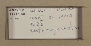 Paradiso Antonio : Senza titolo, 1983  - Asta Arte Moderna e Contemporanea - Associazione Nazionale - Case d'Asta italiane